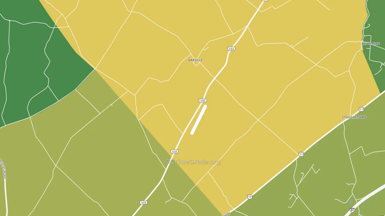 Oakville, PA Map of Theft Rates