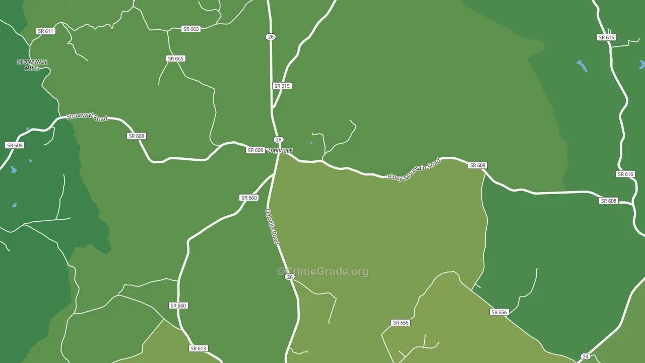 Oakville, VA Map of Theft Rates