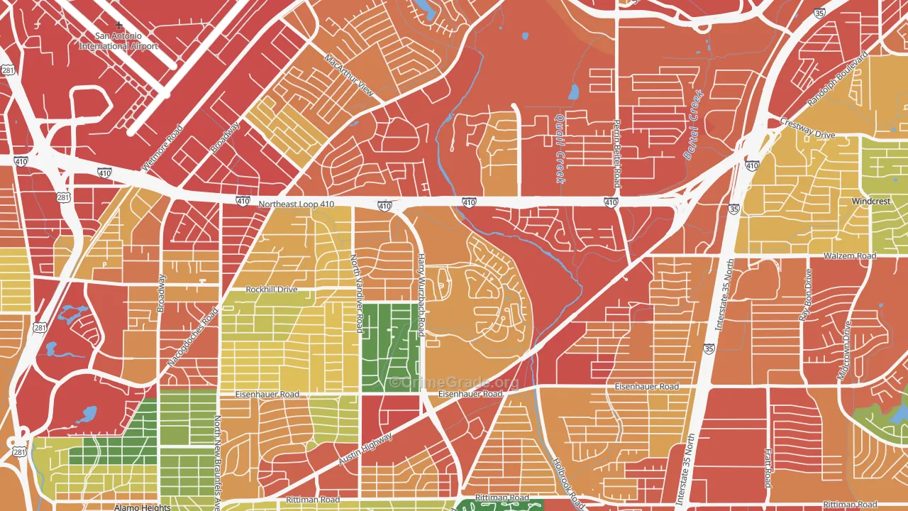 Oakwell Farms, San Antonio, TX Map of Theft Rates