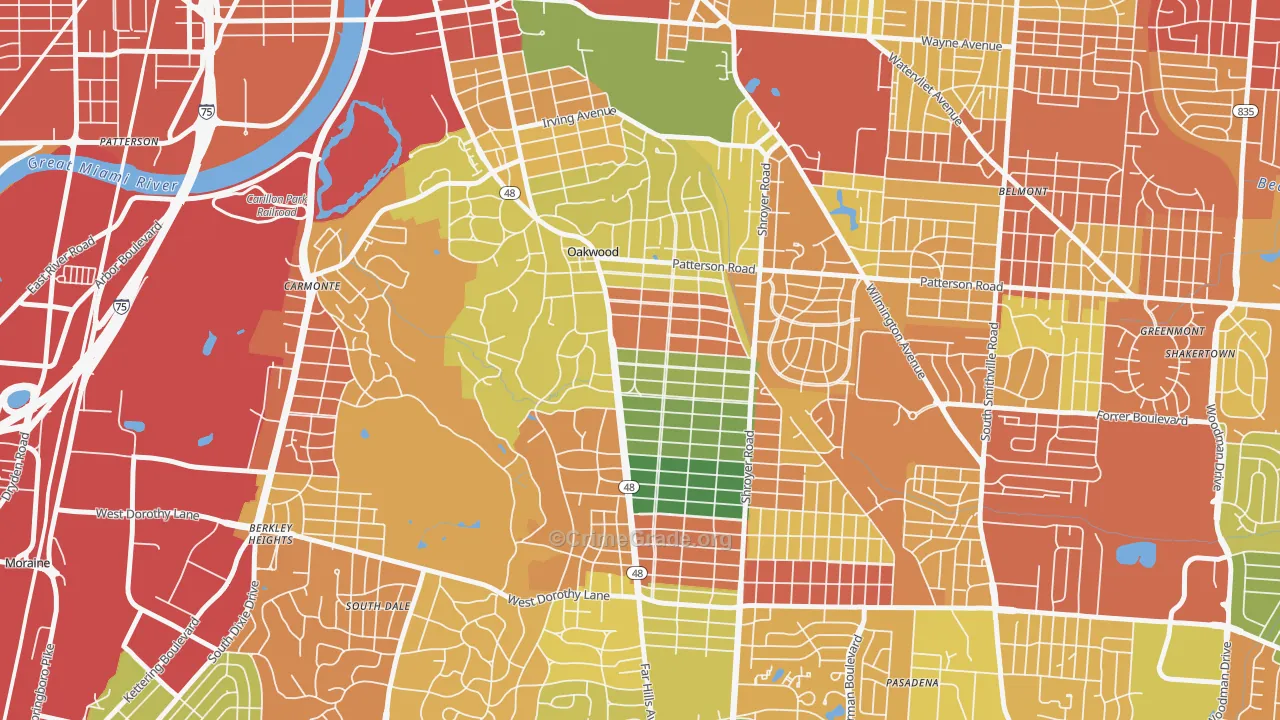 oakwood, Dayton, OH Map of Theft Rates