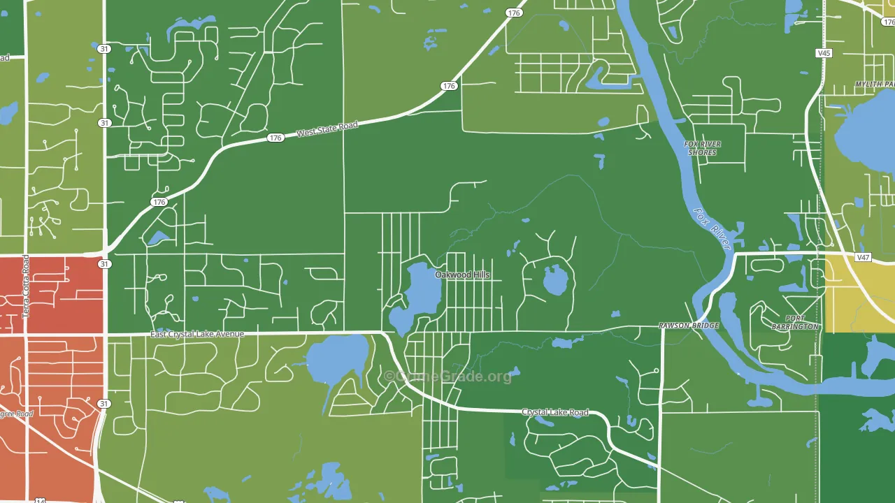 Oakwood Hills, IL Map of Theft Rates