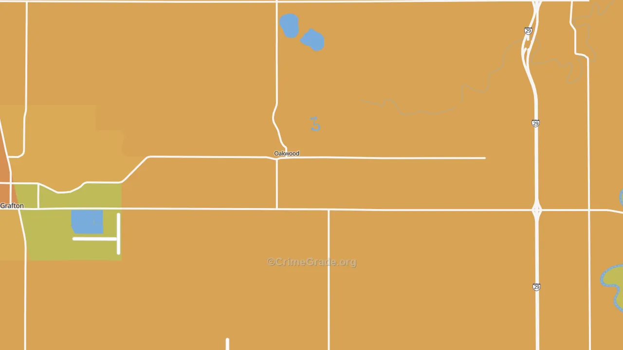 Oakwood, ND Map of Theft Rates