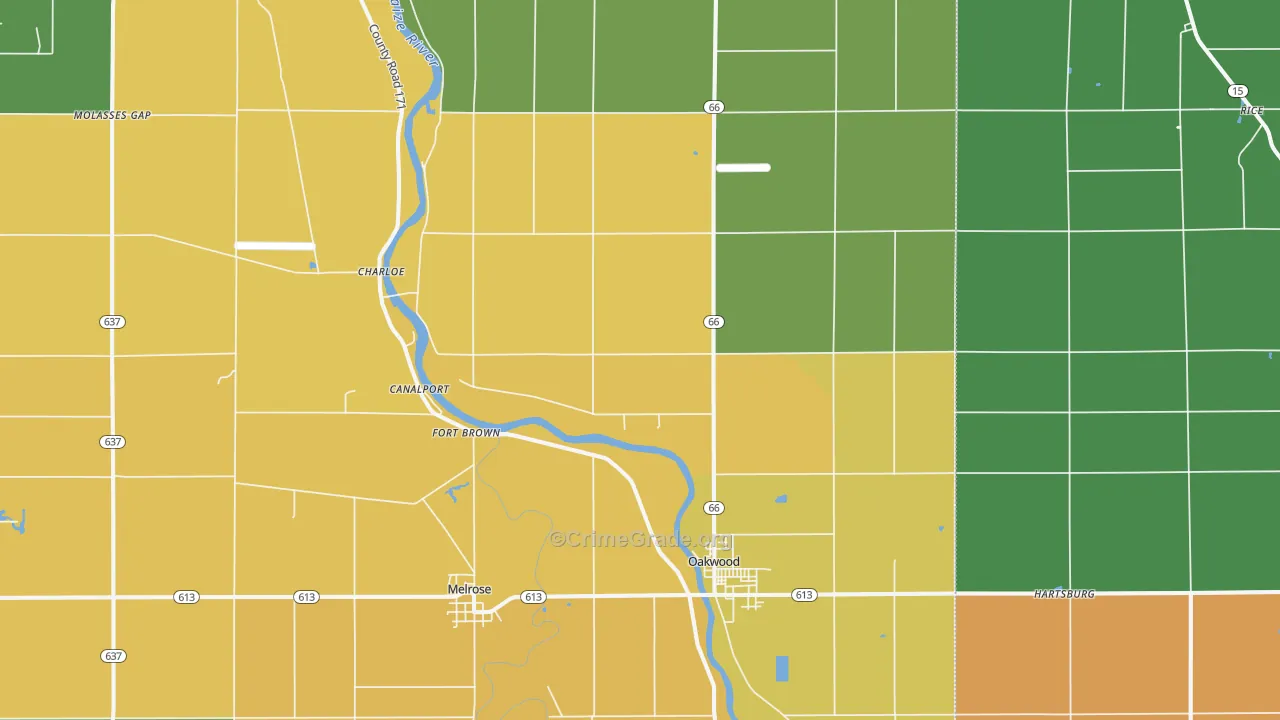 Oakwood, OH Map of Theft Rates