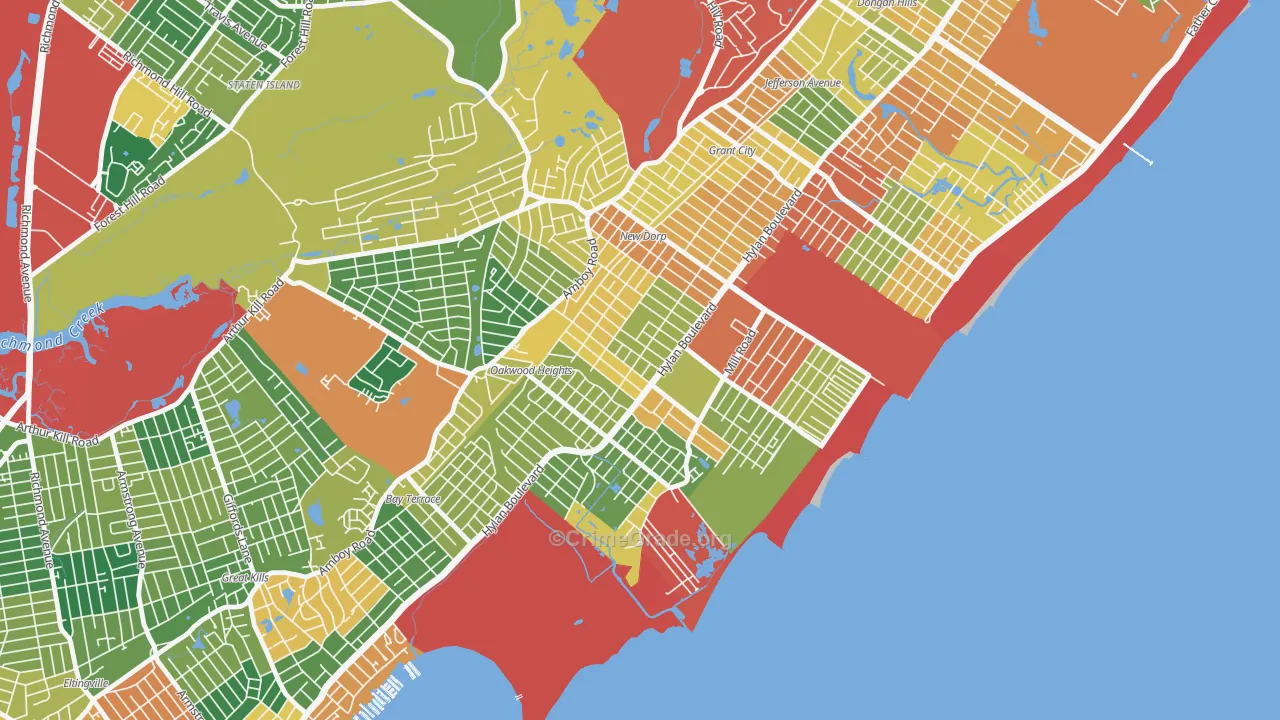 Oakwood, Staten Island, NY Map of Theft Rates