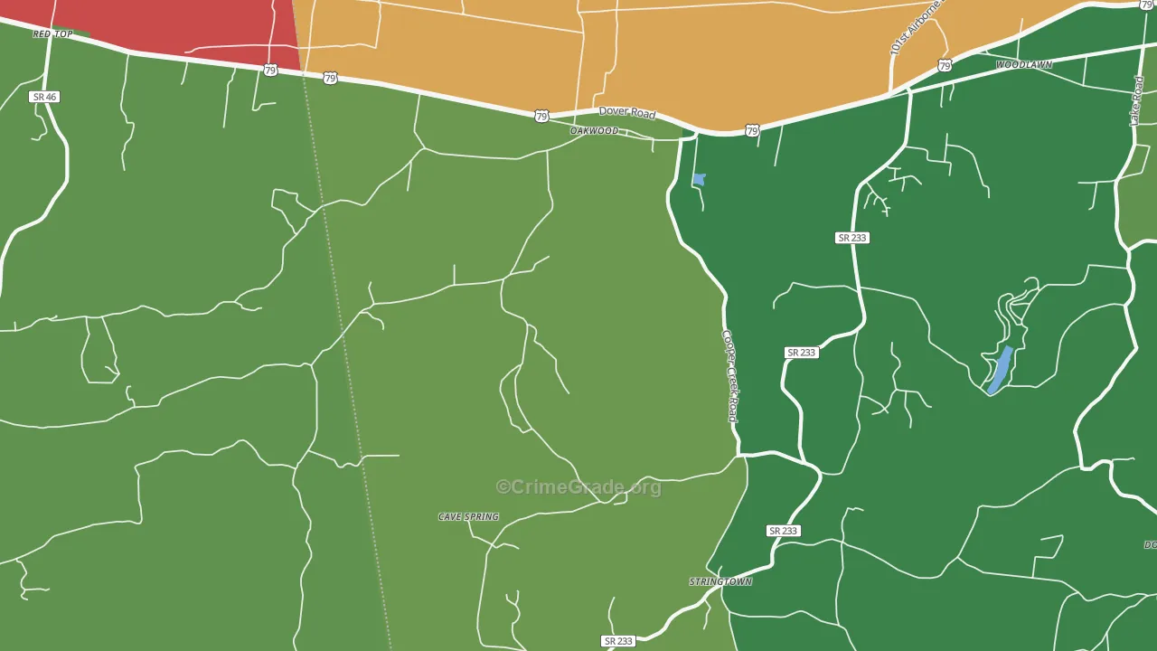 Oakwood, TN Map of Theft Rates