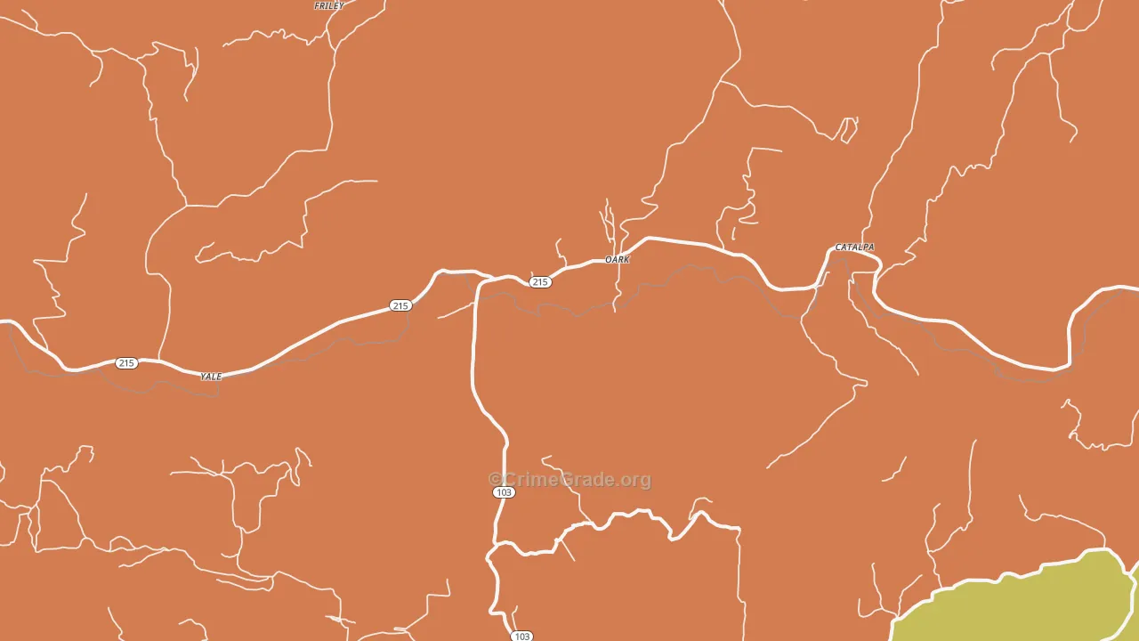 Oark, AR Map of Theft Rates