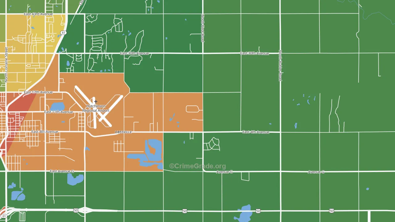 Obeeville, KS Map of Theft Rates