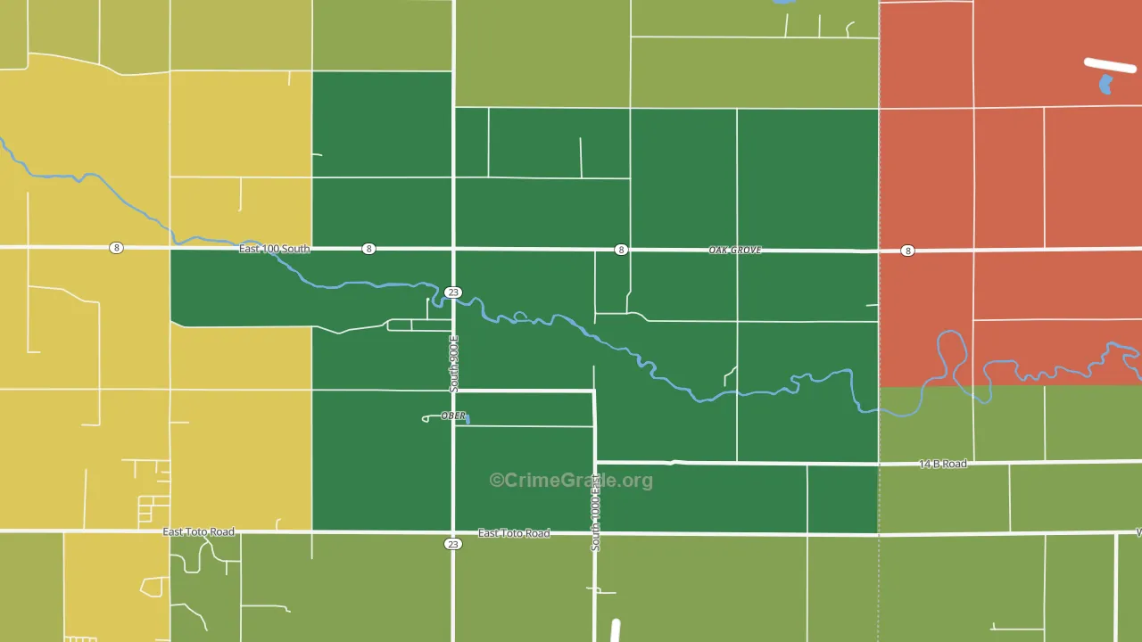 Ober, IN Map of Theft Rates