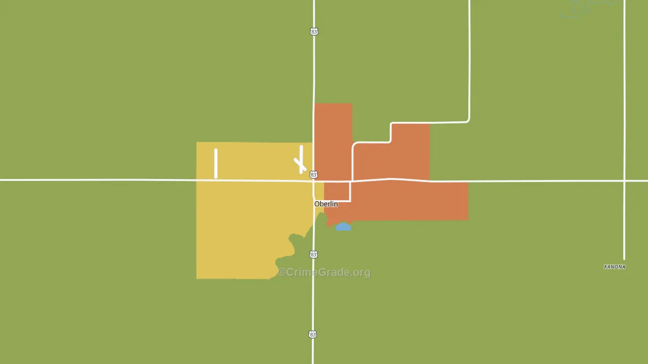 Oberlin, KS Map of Theft Rates