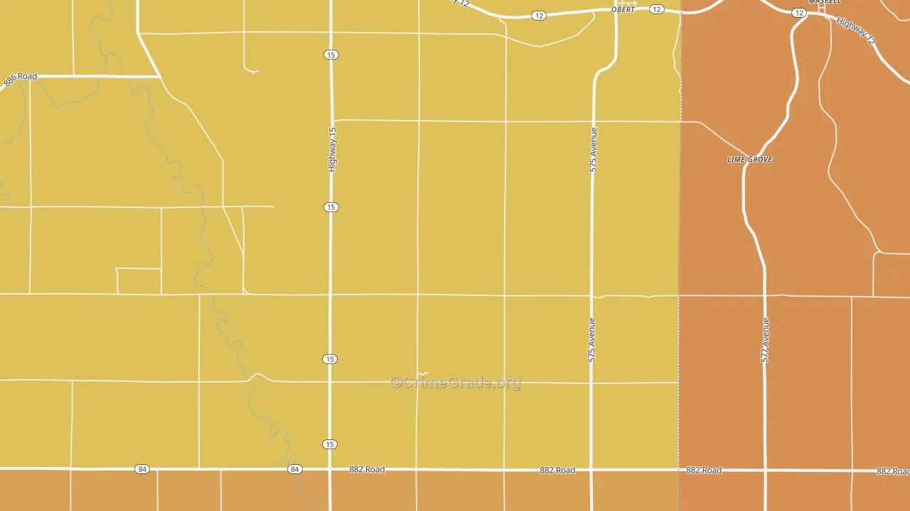 Obert, NE Map of Theft Rates