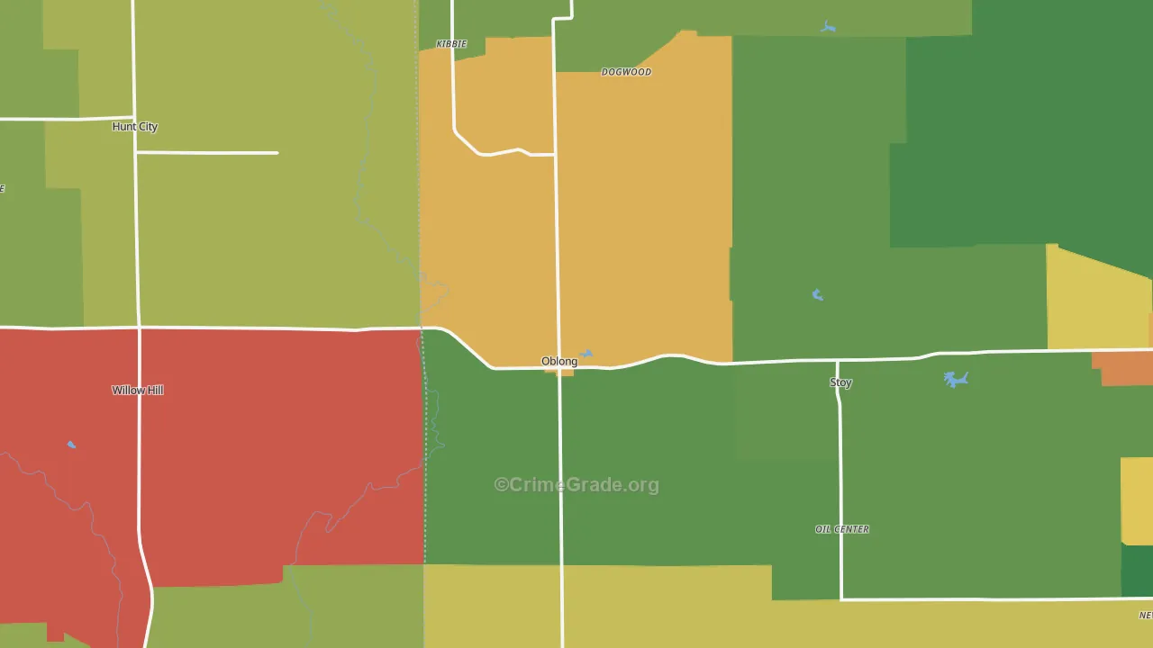 Oblong, IL Map of Theft Rates