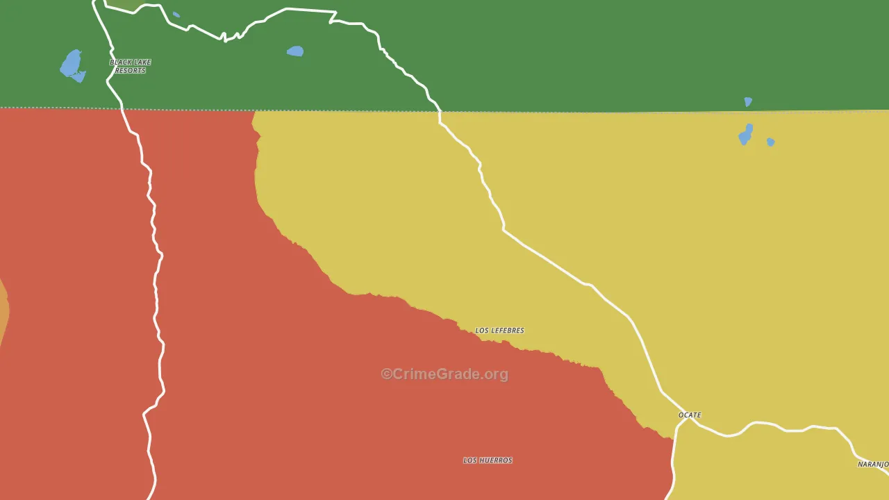 Ocate, NM Map of Theft Rates