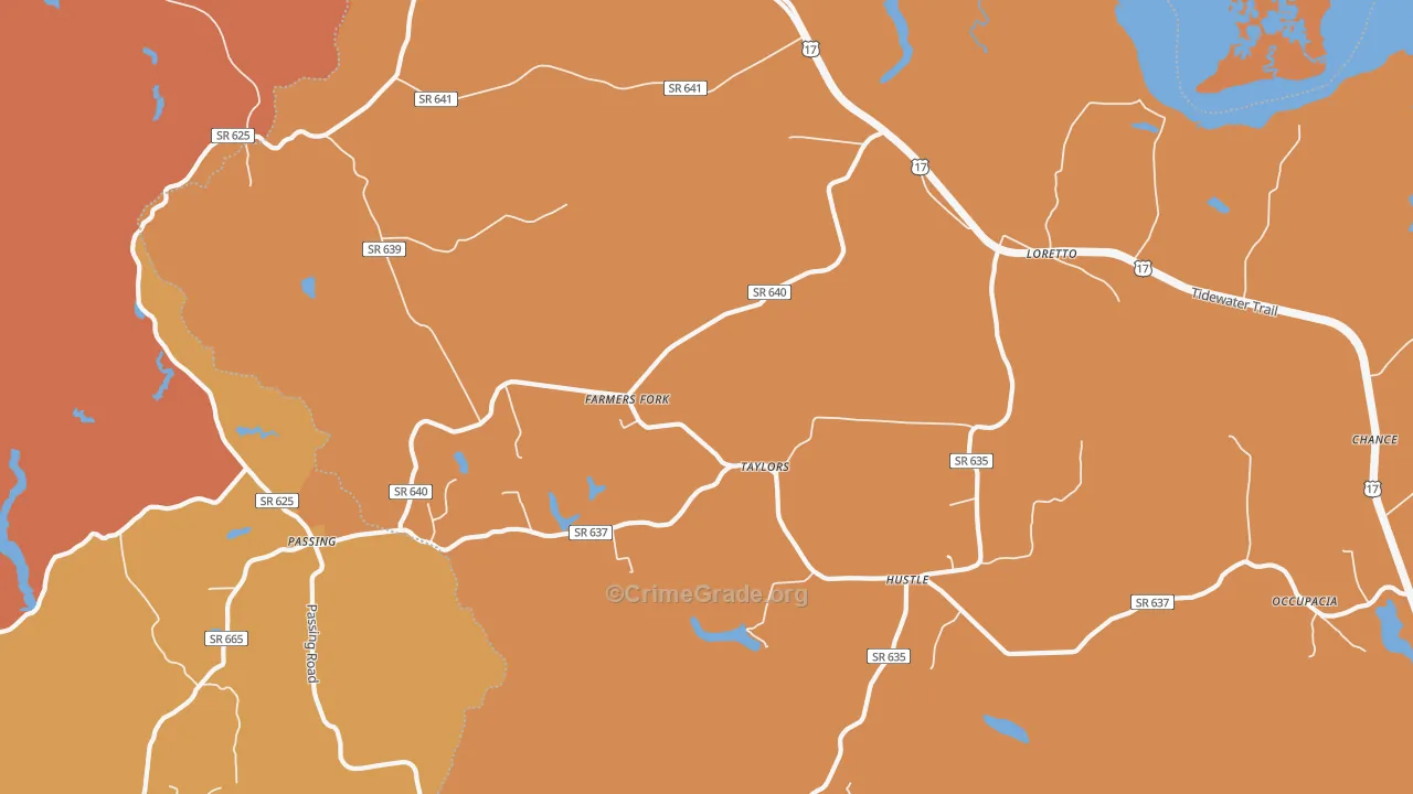 Occupacia, VA Map of Theft Rates