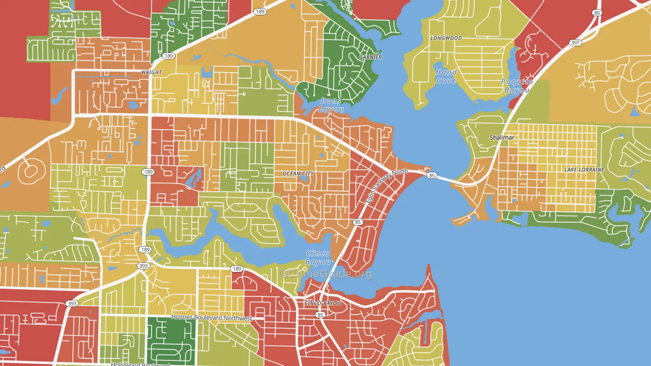 Ocean City, FL Map of Theft Rates