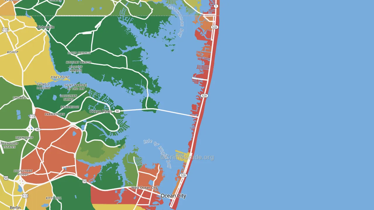 Ocean City, MD Map of Theft Rates