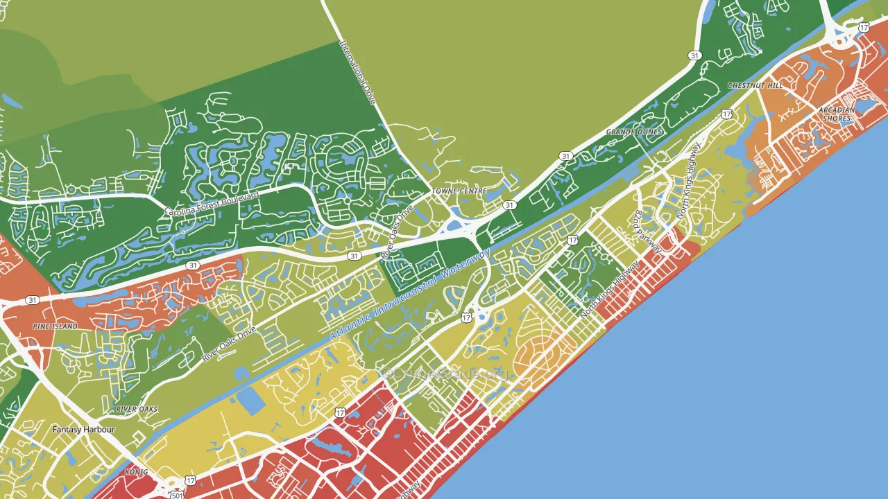 Ocean Forest, SC Map of Theft Rates