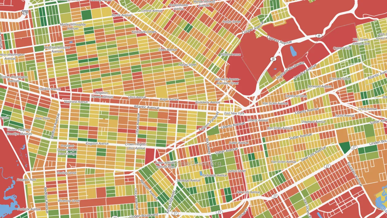 Ocean Hill, Brooklyn, NY Map of Theft Rates