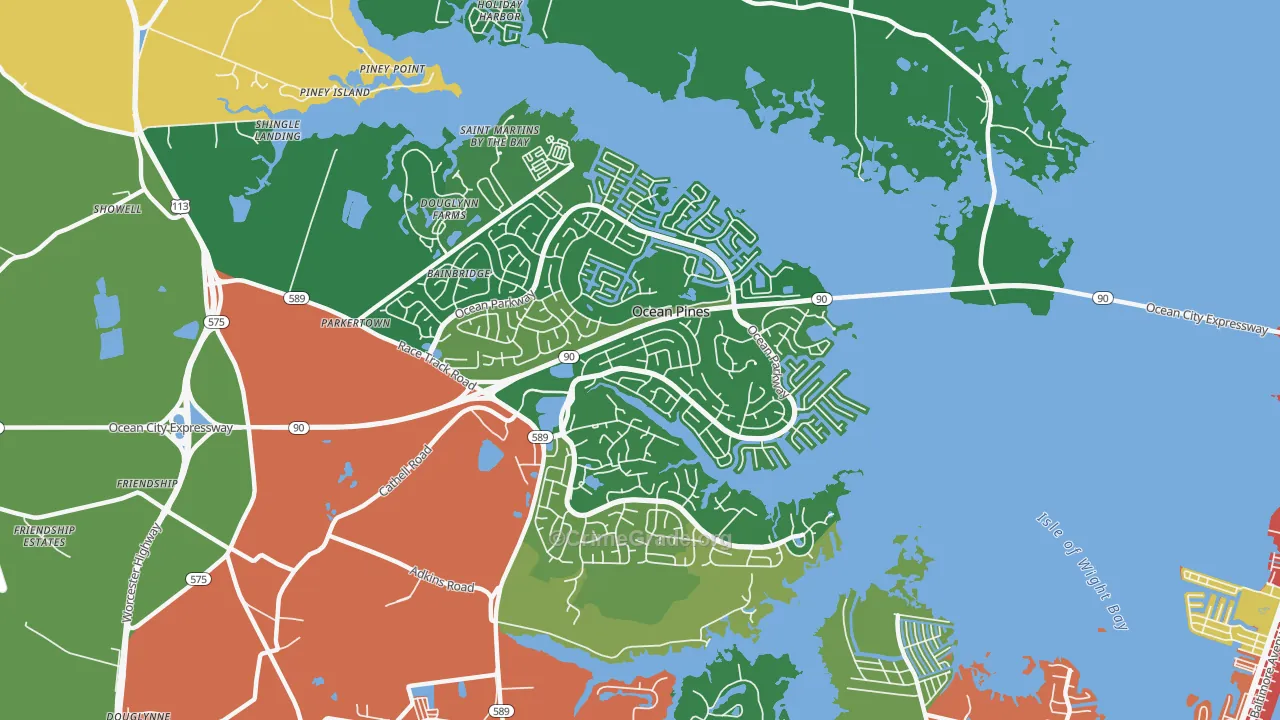 Ocean Pines, MD Map of Theft Rates