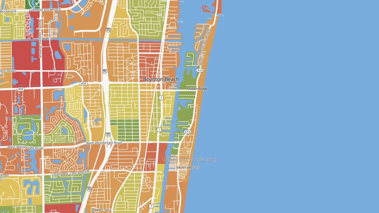 Ocean Ridge, FL Map of Theft Rates