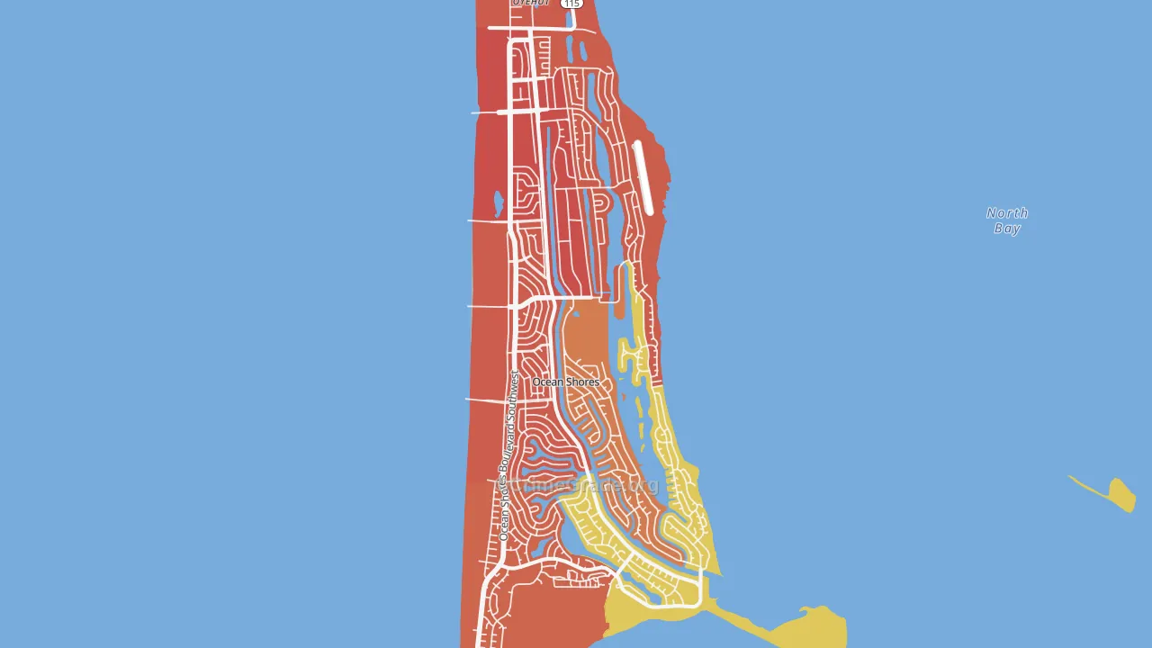 Ocean Shores, WA Map of Theft Rates