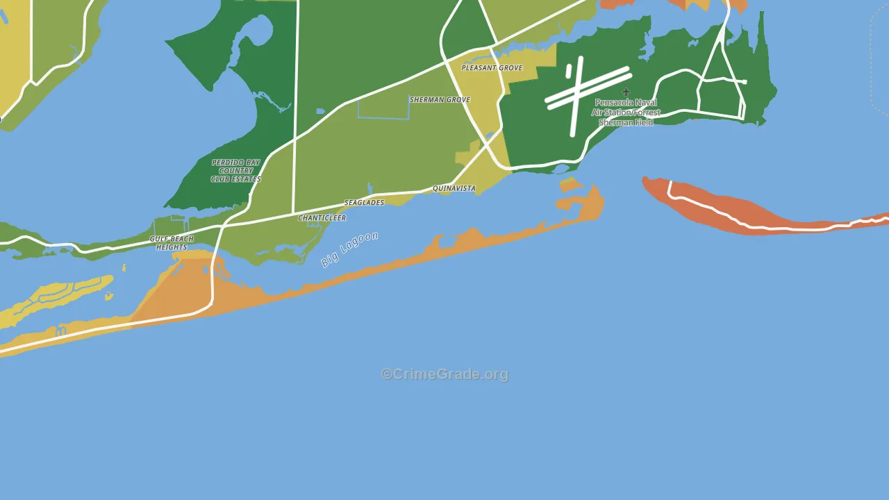 Ocean Springs, FL Map of Theft Rates