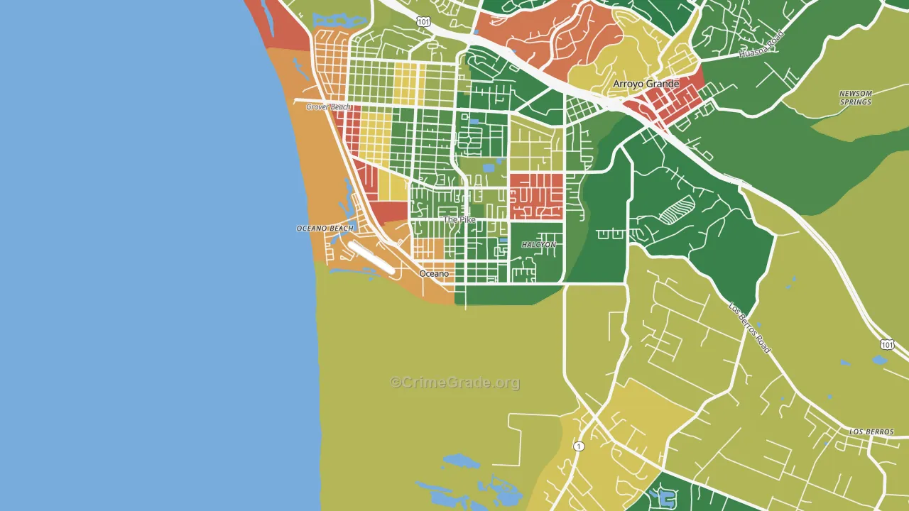 Oceano, CA Map of Theft Rates