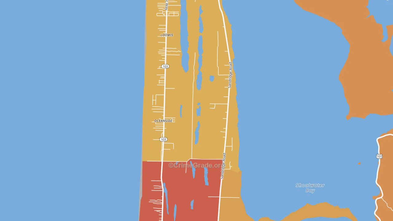 Oceanside, WA Map of Theft Rates