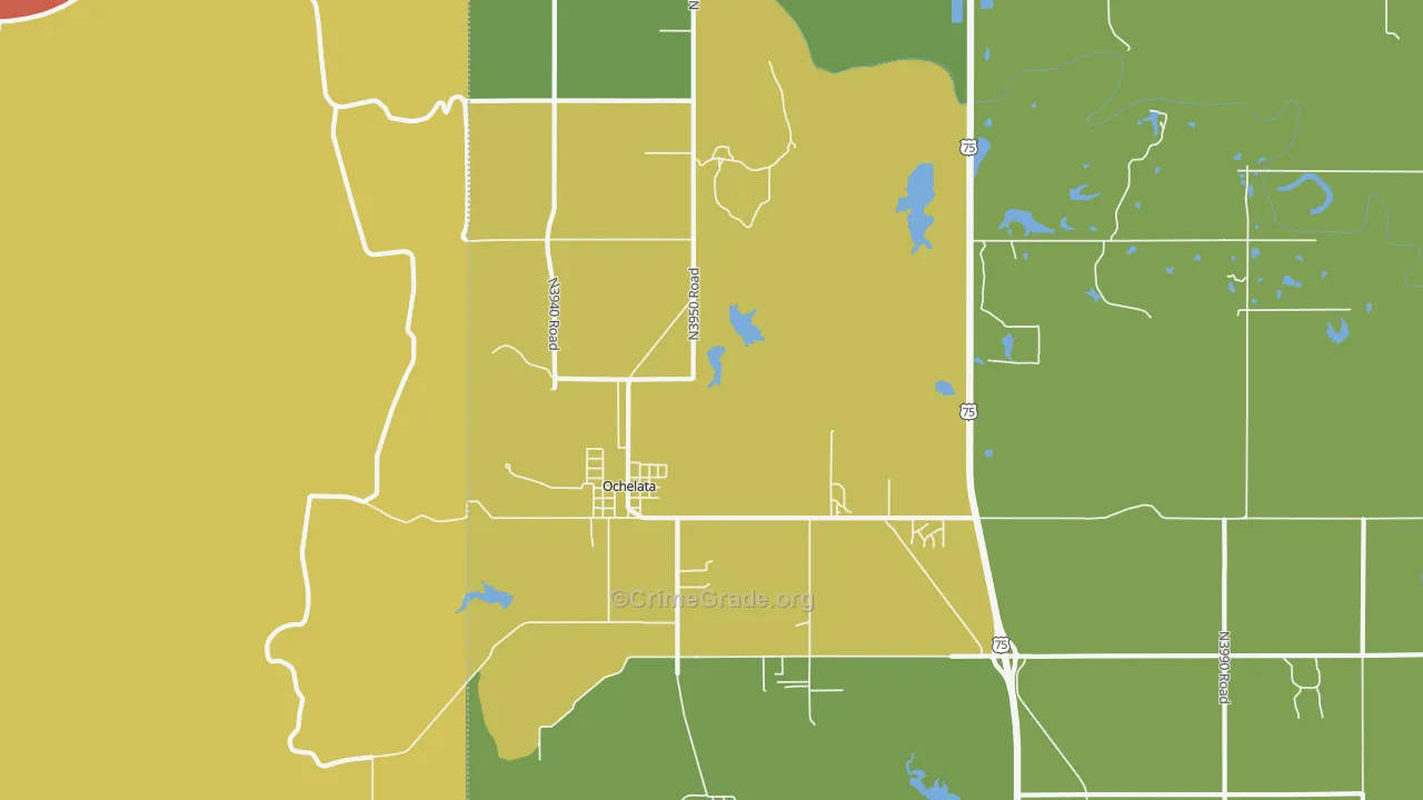 Ochelata, OK Map of Theft Rates