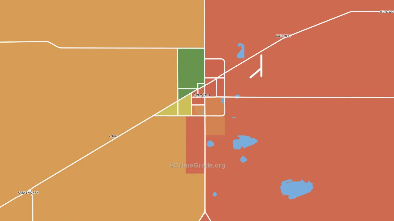 Ochiltree County, TX Map of Theft Rates
