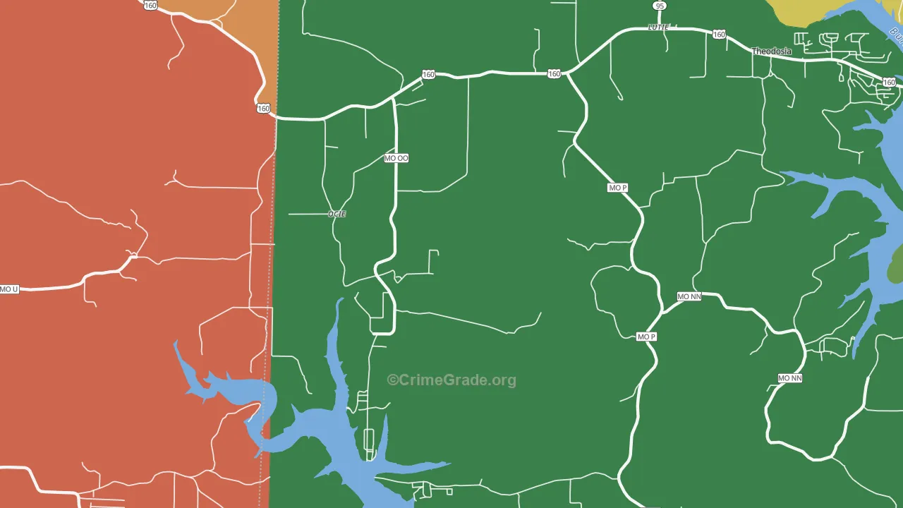 Ocie, MO Map of Theft Rates