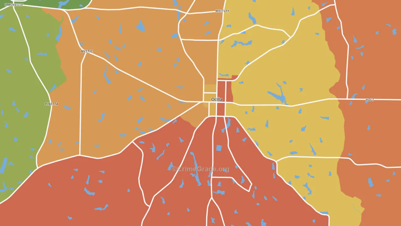 Ocilla, GA Map of Theft Rates