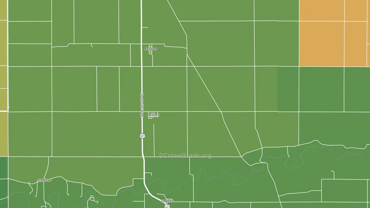 Ockley, IN Map of Theft Rates