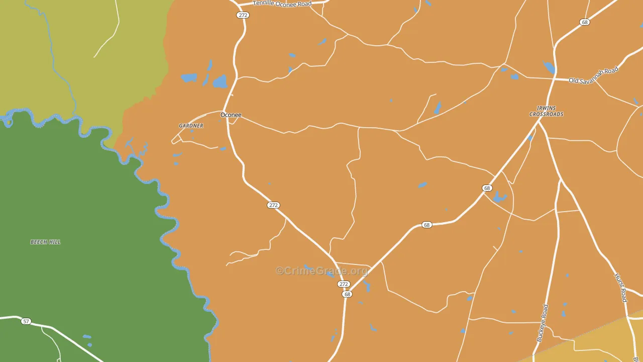 Oconee, GA Map of Theft Rates