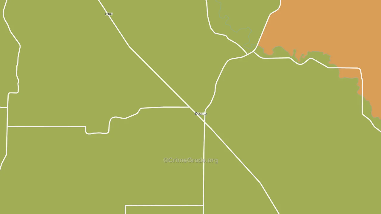 Oconto, NE Map of Theft Rates
