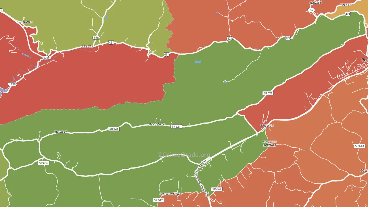 Ocoonita, VA Map of Theft Rates