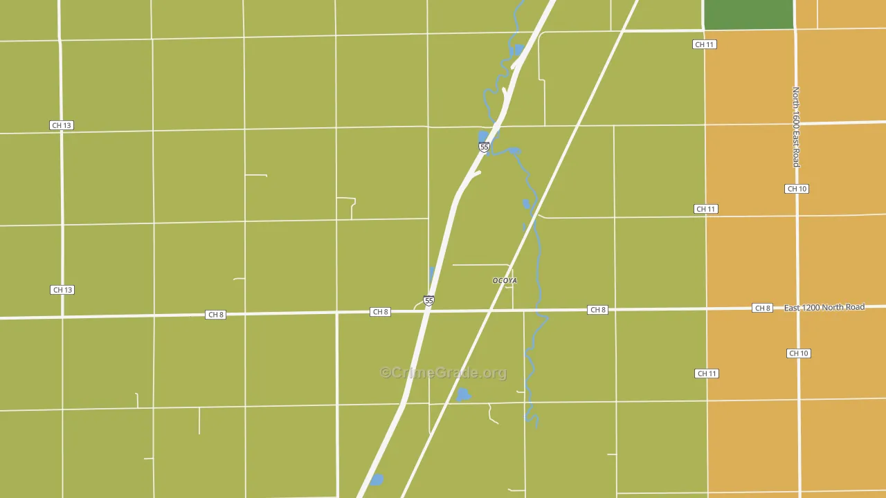 Ocoya, IL Map of Theft Rates