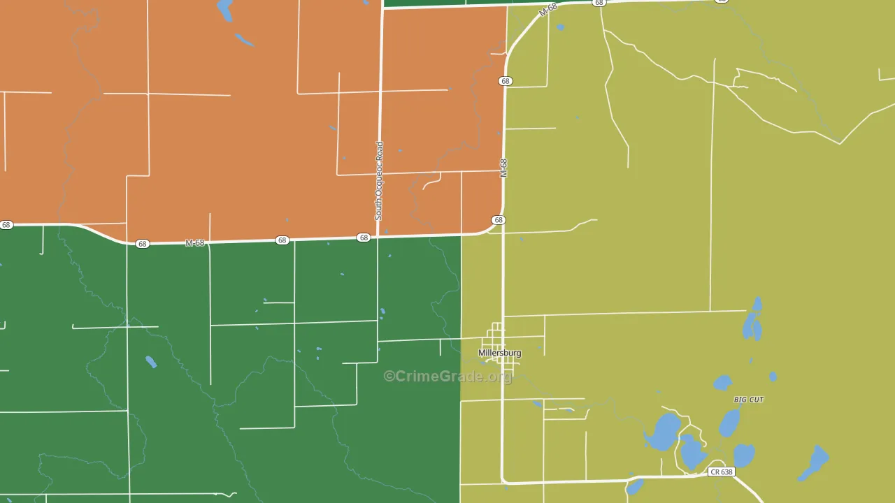 Ocqueoc, MI Map of Theft Rates