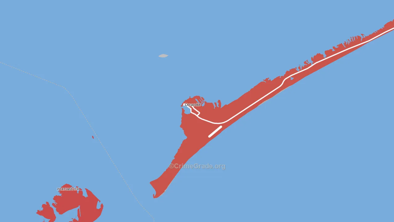Ocracoke, NC Map of Theft Rates