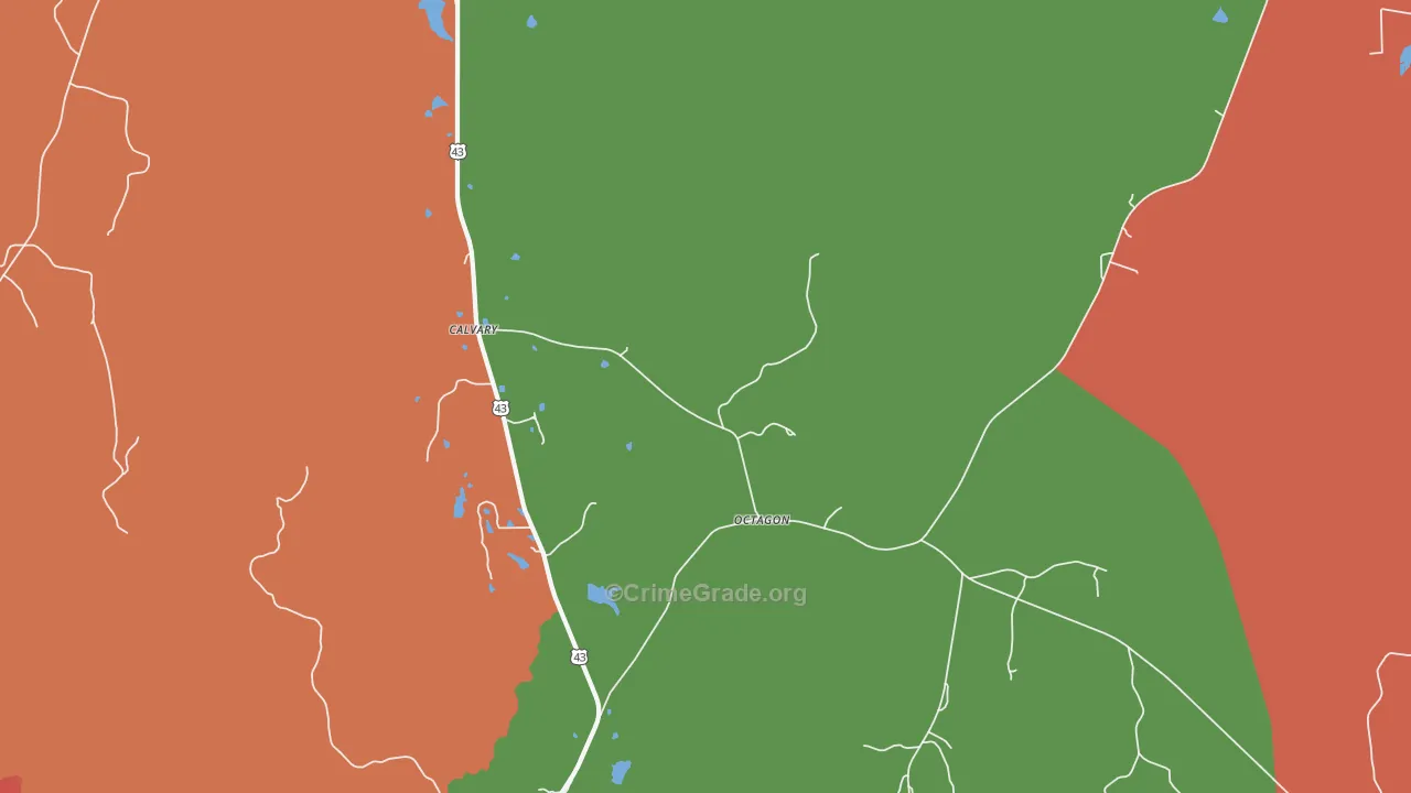 Octagon, AL Map of Theft Rates