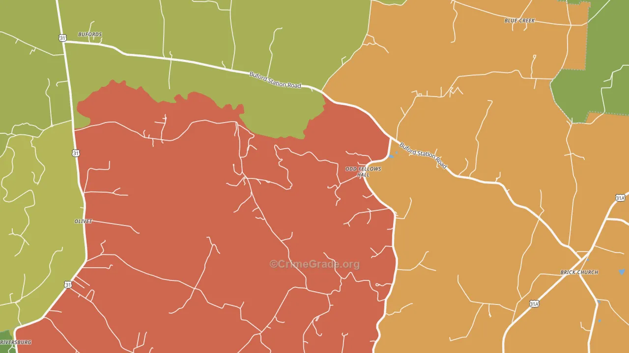 Odd Fellows Hall, TN Map of Theft Rates