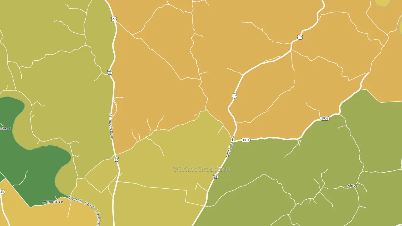 Oddville, KY Map of Theft Rates