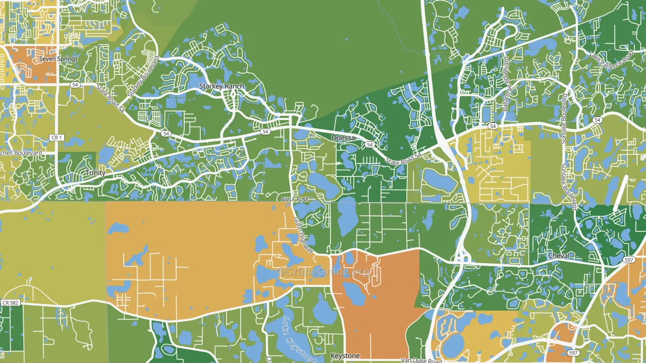 Odessa, FL Map of Theft Rates