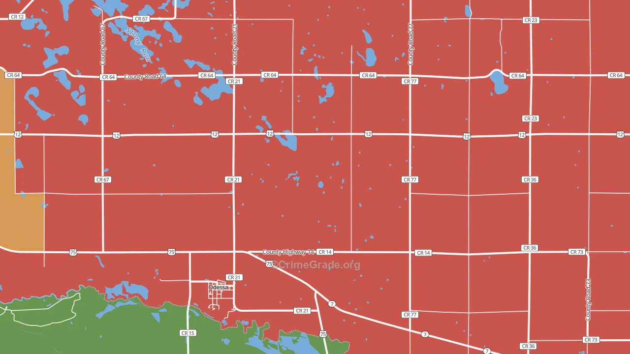 Odessa, MN Map of Theft Rates