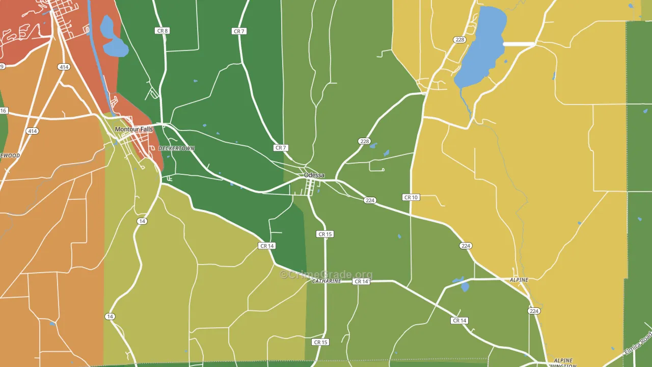 Odessa, NY Map of Theft Rates