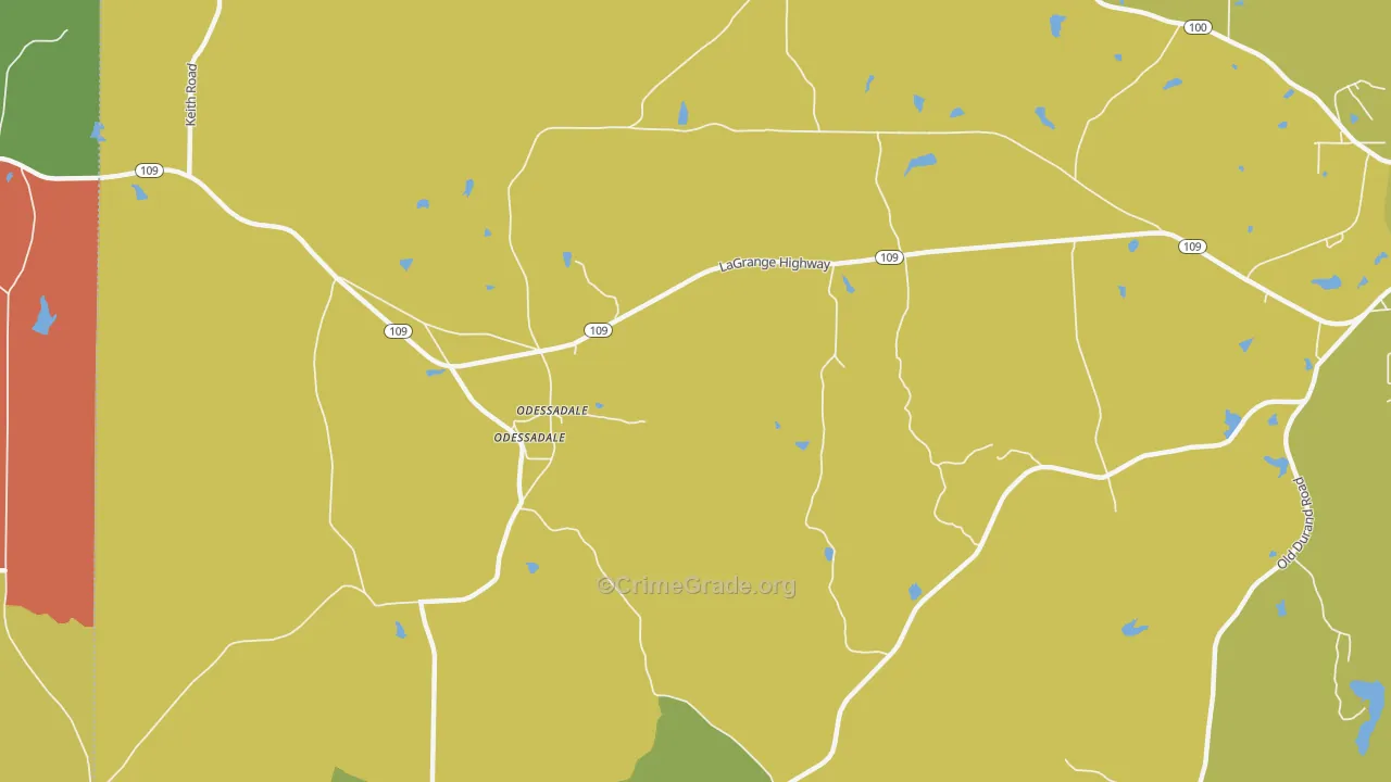 Odessadale, GA Map of Theft Rates