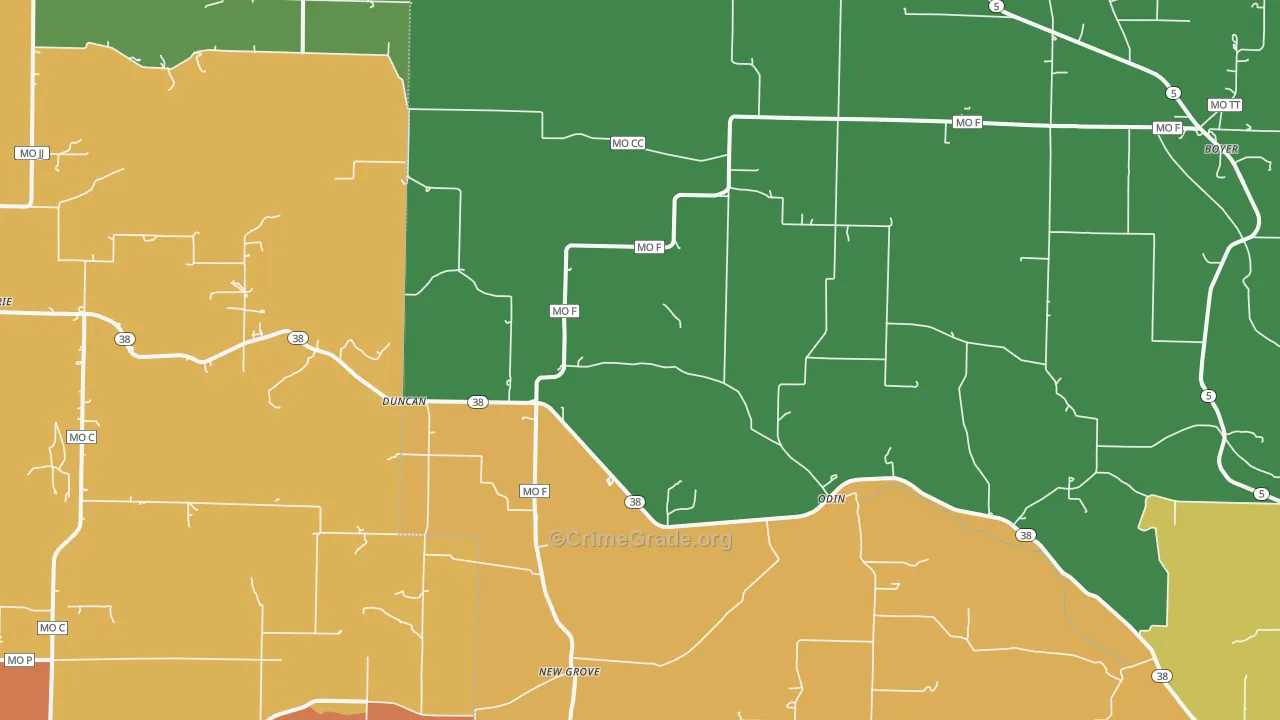 Odin, MO Map of Theft Rates