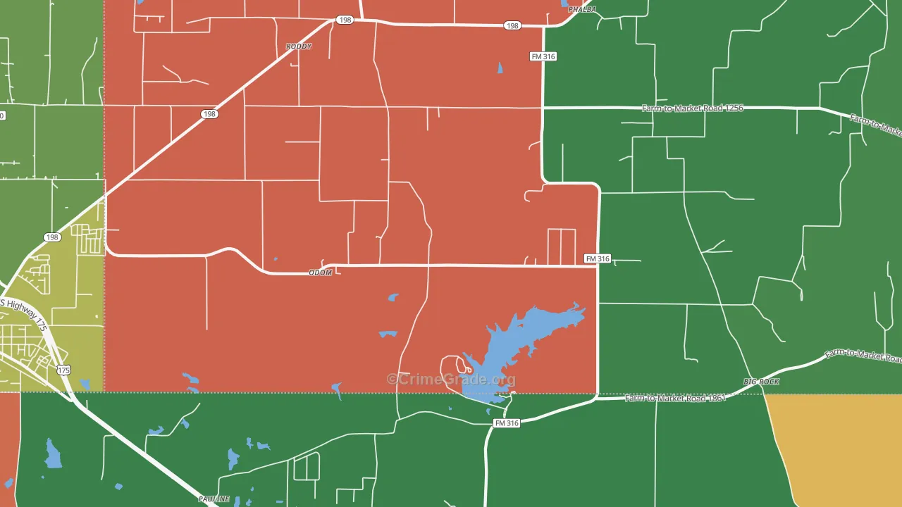 Odom, TX Map of Theft Rates