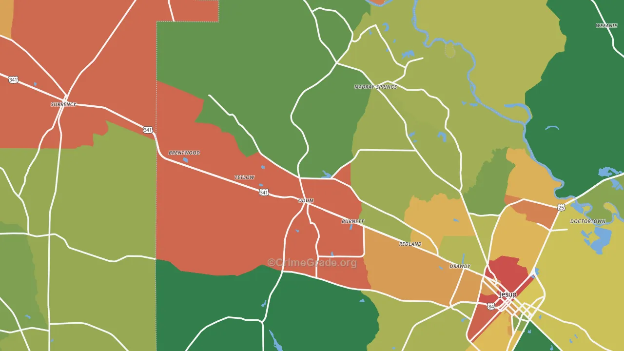 Odum, GA Map of Theft Rates