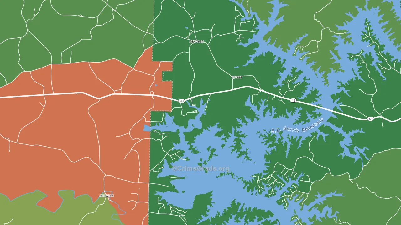 Ofelia, AL Map of Theft Rates