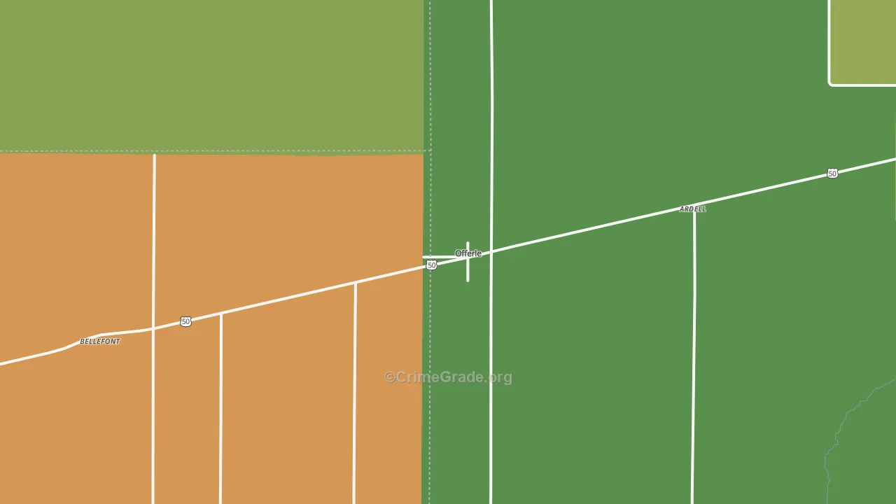 Offerle, KS Map of Theft Rates